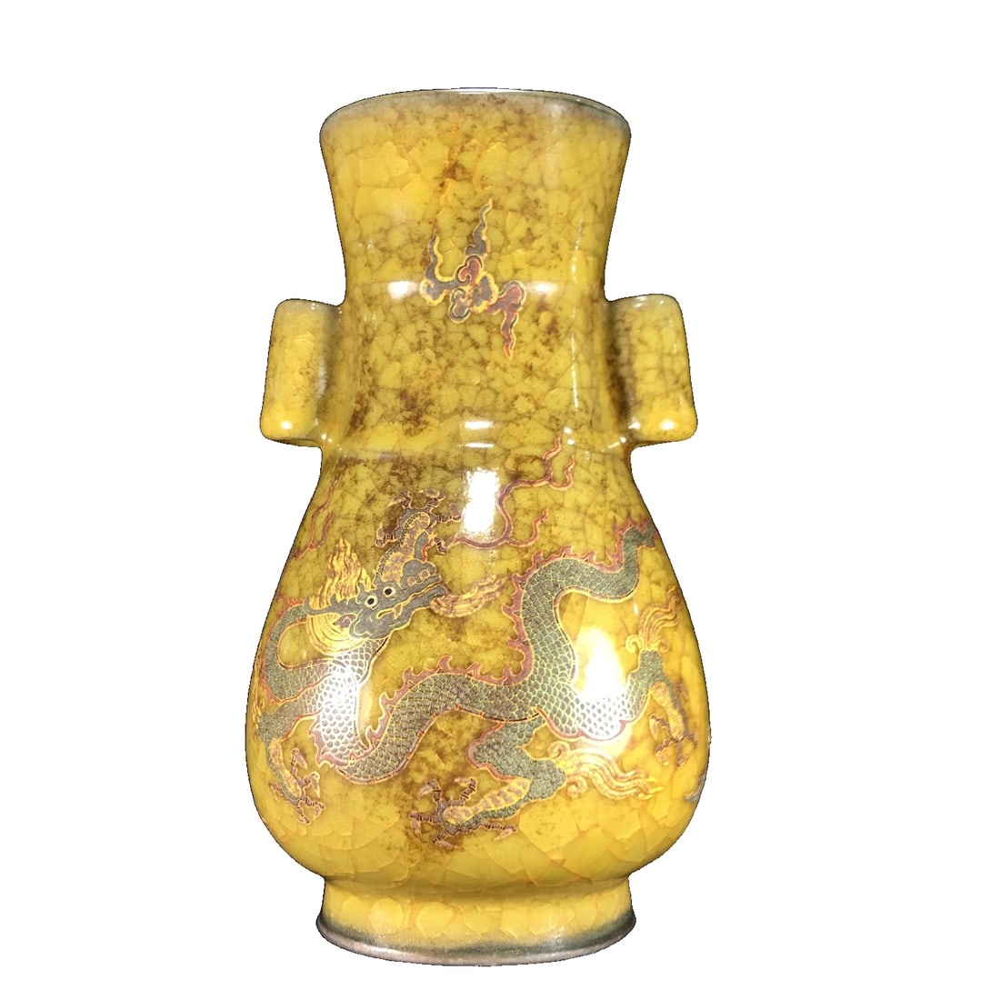 Song Dynasty style Bingpian Guanyao Glaze-Golded Double-Eared Vase (1 of 10)