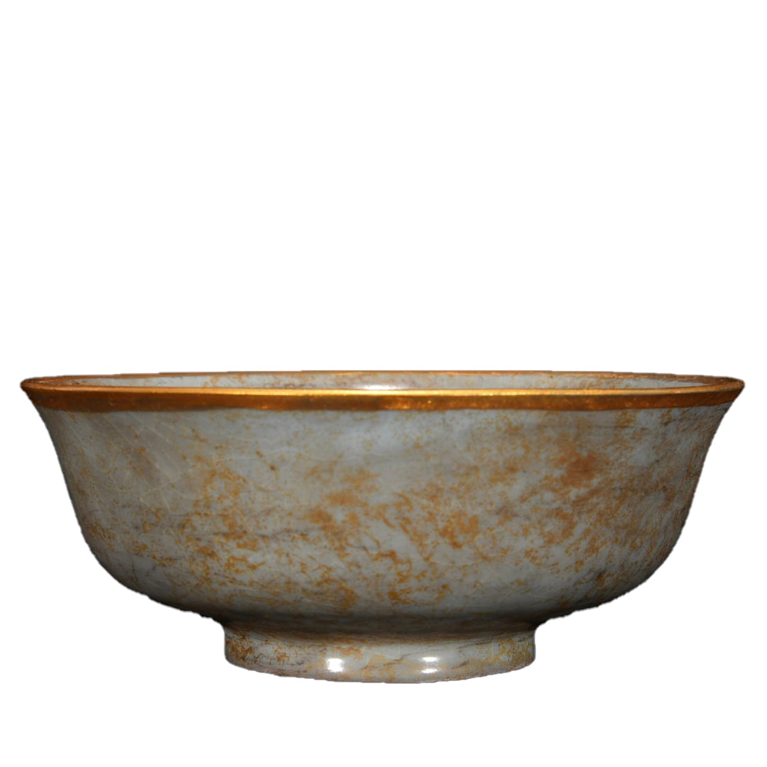 Song Dynasty style Ru Kiln Gilt Flower Pattern Bowl (1 of 10)
