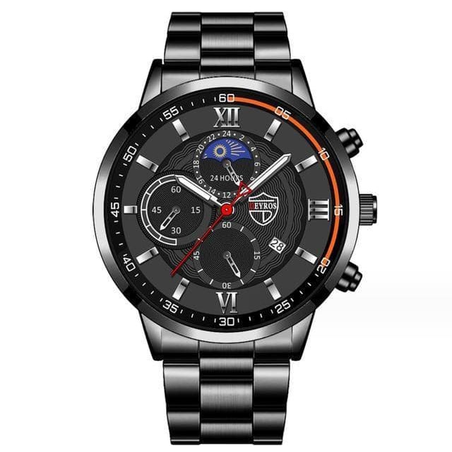 v59 New DEYROS Business Dress Watch Black/Silver (1 of 8)