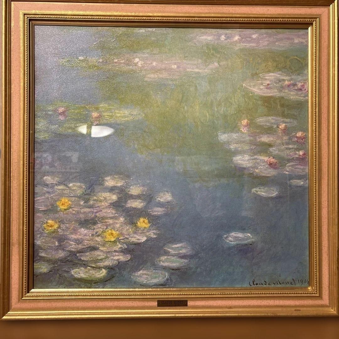 Claude Monet Water Lilies Oil Painting: Claude Monet Water Lilies Oil Painting Reproduction A beautiful oil painting depicting water lilies floating on a light-colored water surface. 3D reproduction.Claude Monet- Title: Water Lilies- Techni