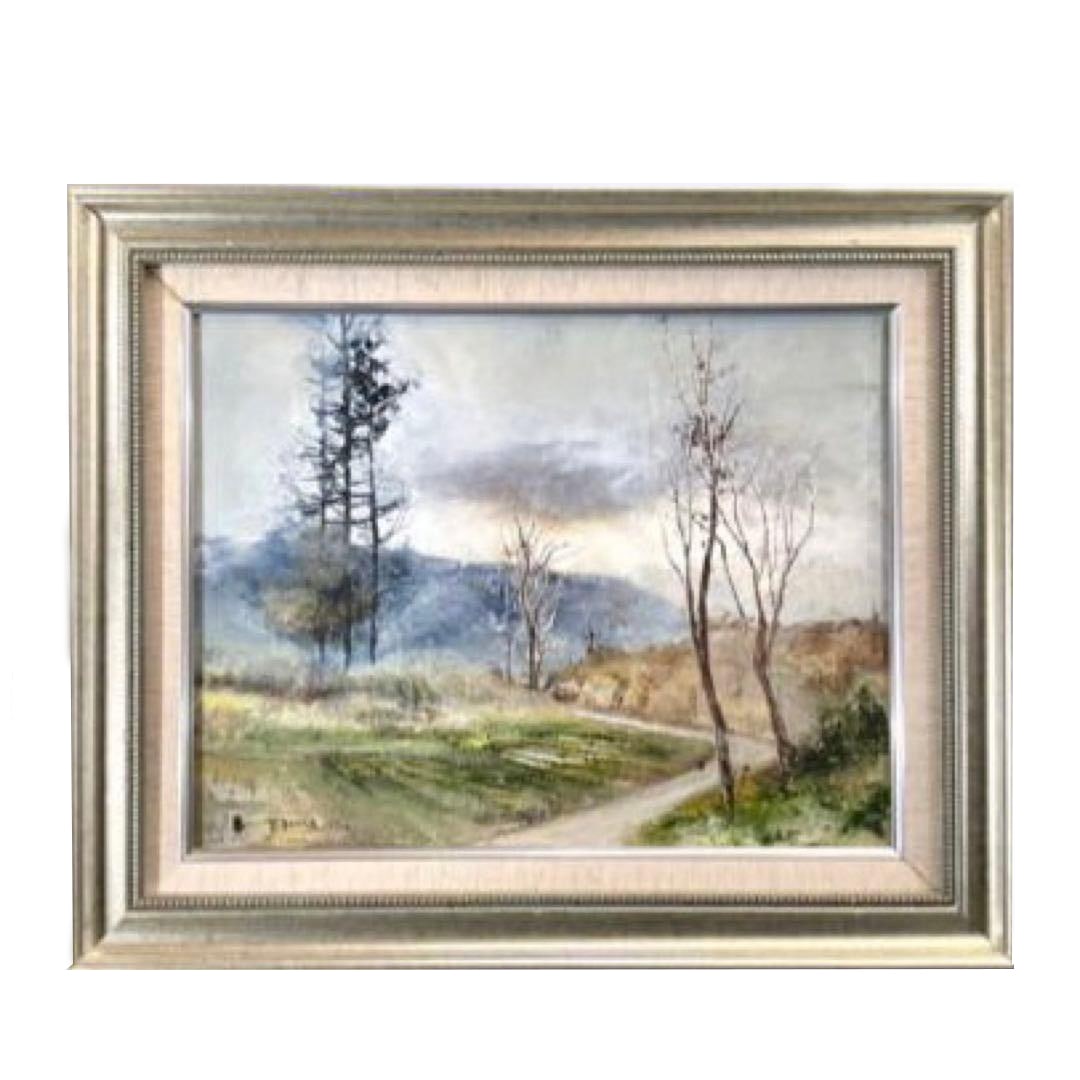 Landscape oil painting: trees and road (1 of 10)