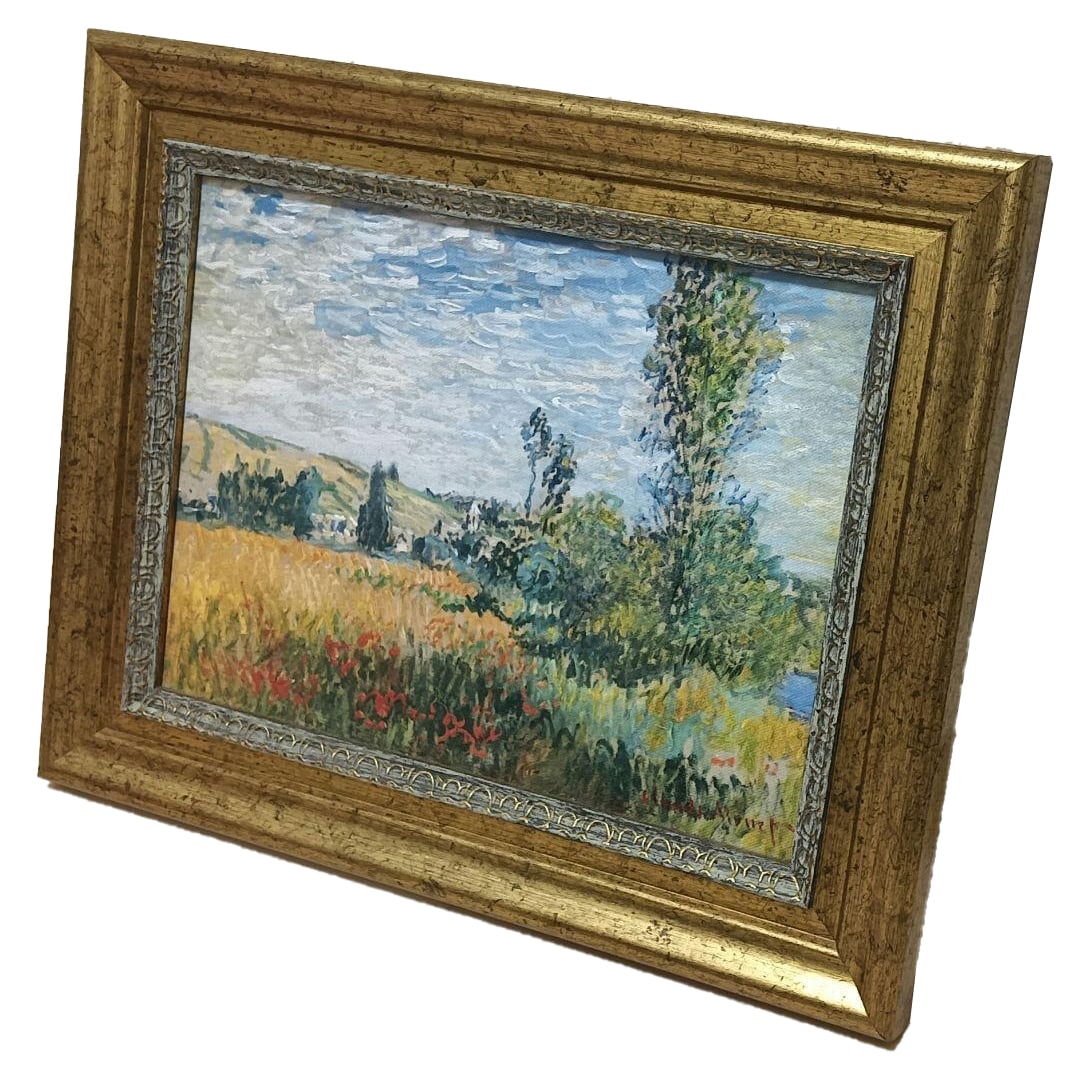 Claude Monet Oil Painting Reproduction: Claude Monet Oil Painting Reproduction, Impressionist Landscape, with Gold FrameProduct DescriptionThis is a reproduction of Claude Monet's painting 'The Banks of the Seine at Vétheuil (c. 1880)'.The