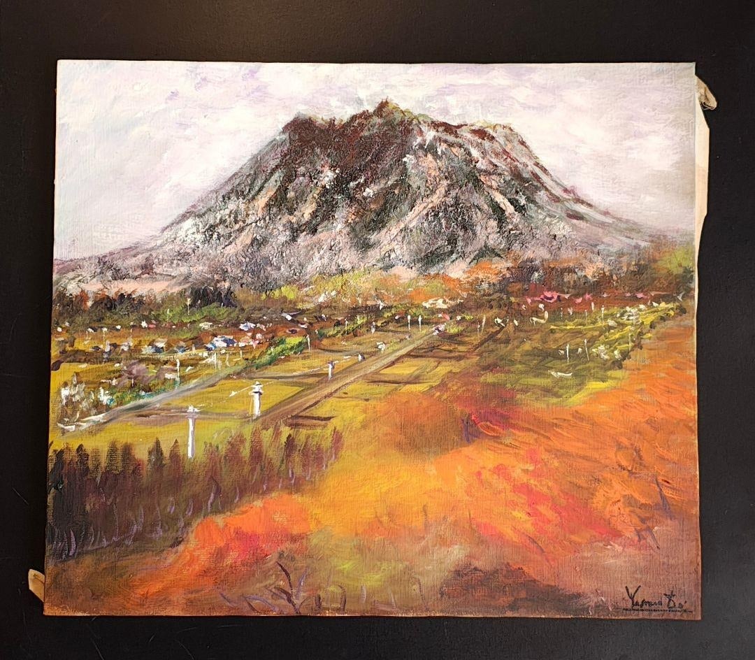 F10 Oil Painting Aso 'Cat Mountain Autumn Leaves 2001' Framed Landscape: F10 Oil Painting Aso 'Autumn Leaves at Cat Hill 2001' Framed Landscape PaintingProduct DescriptionThis is a landscape painting with sincere and powerful brushstrokes.The deep and solemn colors of Cat