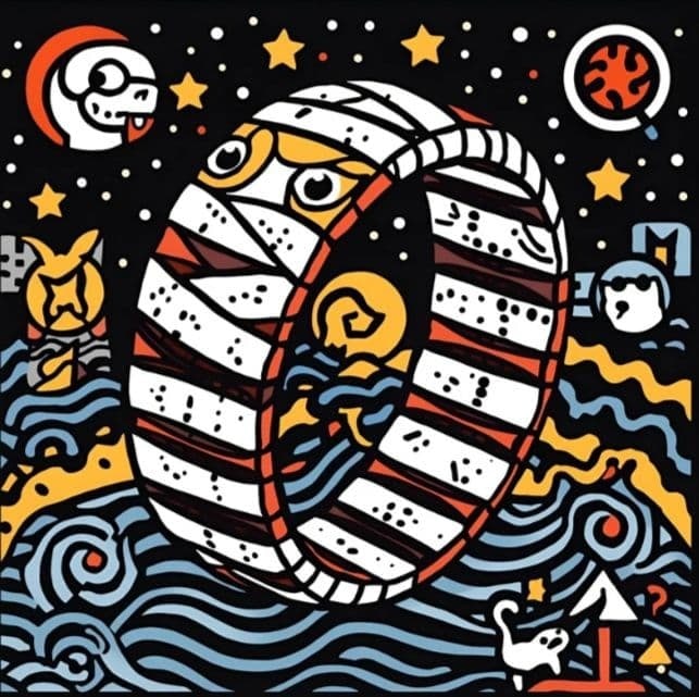 Contemporary Art CG 'Number 107' 'Mummy and Cat': Contemporary Art CG No. 107 'Mummy and Cat' and Other Abstract Textural ArtProduct DescriptionThis is a flat artwork characterized by rich color use and unique design.Style: Flat Art- Color: Multicolo