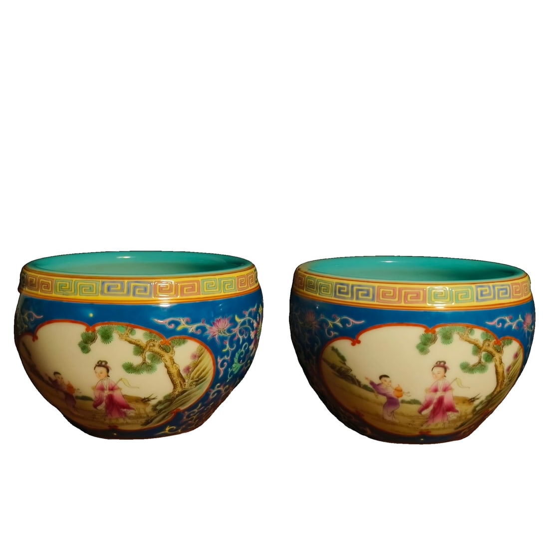 Pair of Qianlong Cloisonné Figures Open Window Incense Burners (1 of 10)