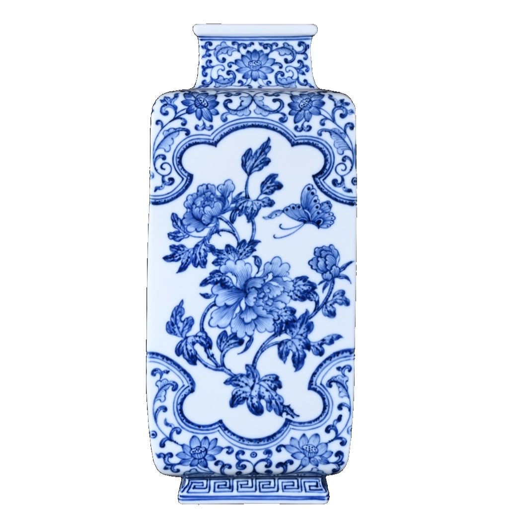 Qianlong Blue and White Four Seasons Floral Square Vase (1 of 10)