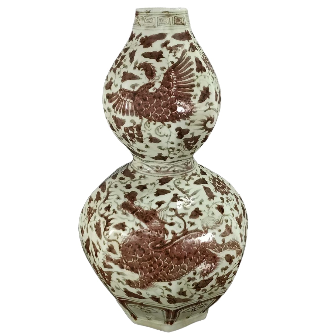 Copper Red Phoenix Pattern Gourd Vase (1 of 10)
