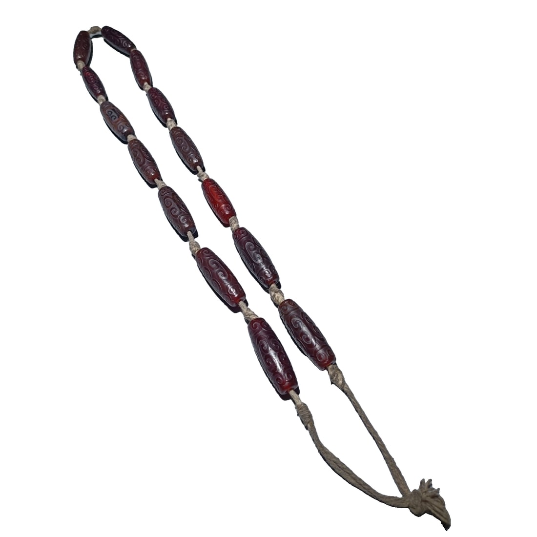 Qing Dynasty Old Agate Ruyi Pattern Dzi Bead Necklace Pendant (1 of 8)