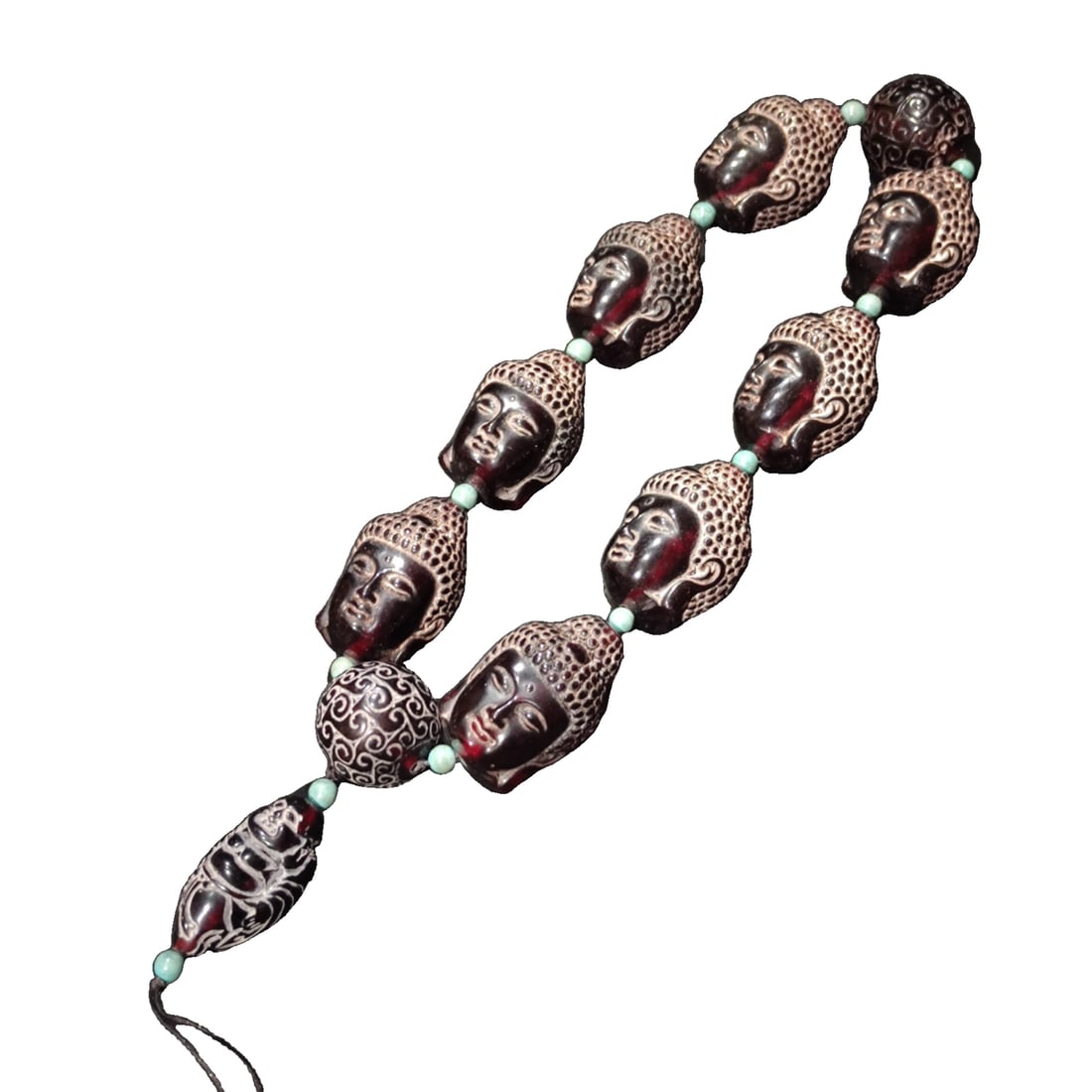 Qing Dynasty Old Amber Handheld: Old Qing dynasty amber mala with carved Buddha head, blood amber beadsString length 5.6 mm / thickness 4 mmTotal length 35 cm, weight 469 grams Freight: 1.International Freight: Foreign shipping charg