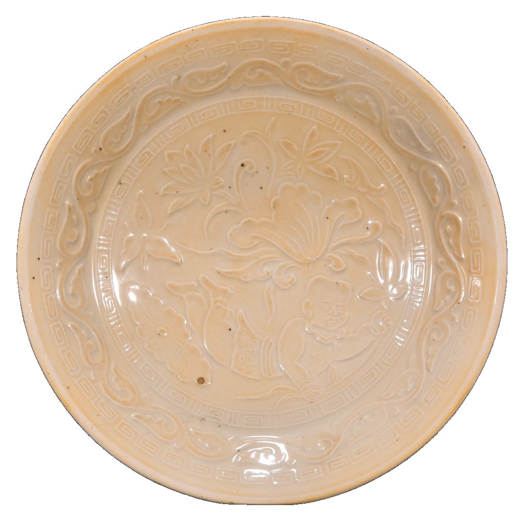 Song Dynasty Ding Kiln Carved Floral Child Plate (1 of 10)