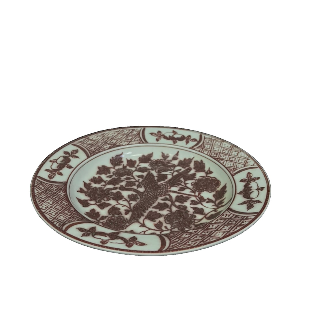Ming Dynasty Chongzhen Period Underglaze Red Phoenix Twining Branch Decorated Waist Plate (1 of 10)