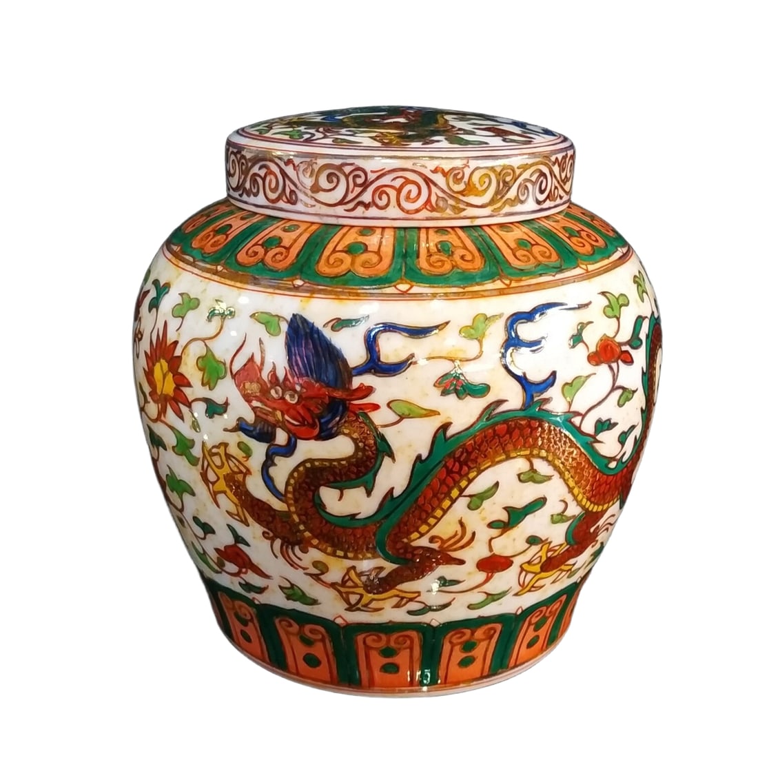 Ming Dynasty Polychrome Hand-painted Dragon Pattern Gilt Tianzi Jar (1 of 8)