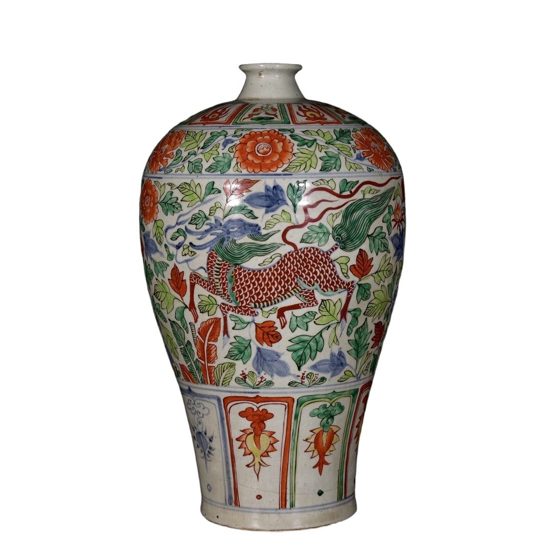 Yuan Dynasty Five-Colored Qilin Pattern Plum Vase (1 of 10)