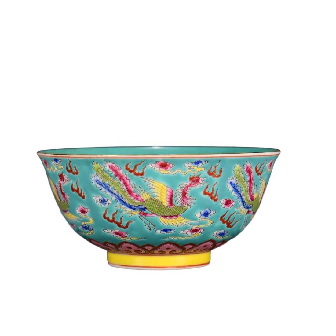 Qianlong Green Ground Famille Rose Phoenix Bowl (1 of 10)
