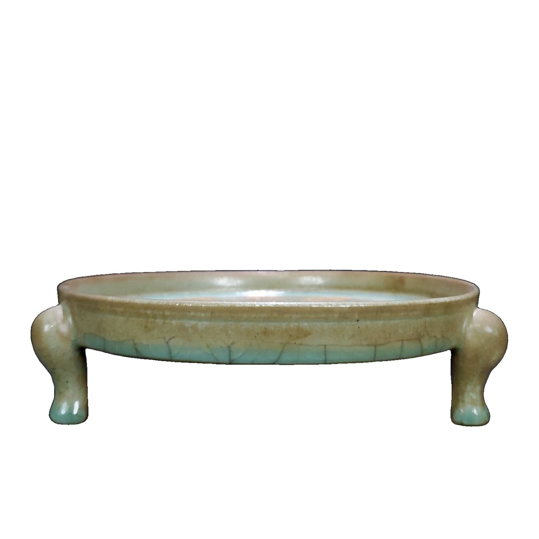 Song Ru Kiln Ming Dynasty Polychrome Painted Gold Gilt 'Bouquet of Lotus' Tri-footed Washer (1 of 10)