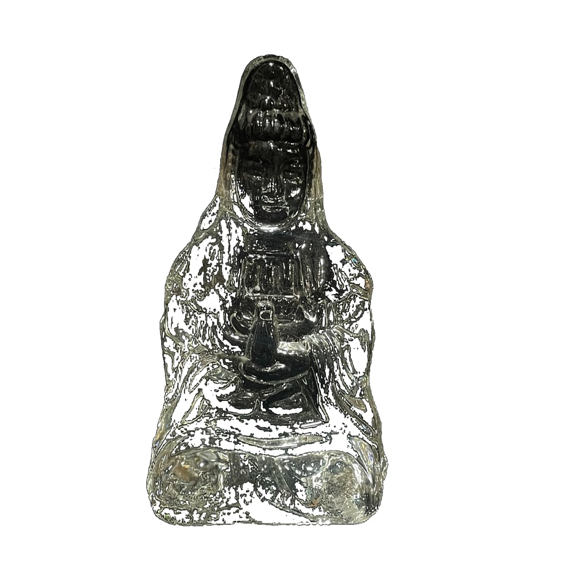 Crystal Guanyin Figurine: Antique Collection: Vintage crystal Guanyin statue ornament, with a lustrous body, exquisite craftsmanship, and well-preserved condition. Specifications: Height 14cm, Width 7.5cm, Weight 510g