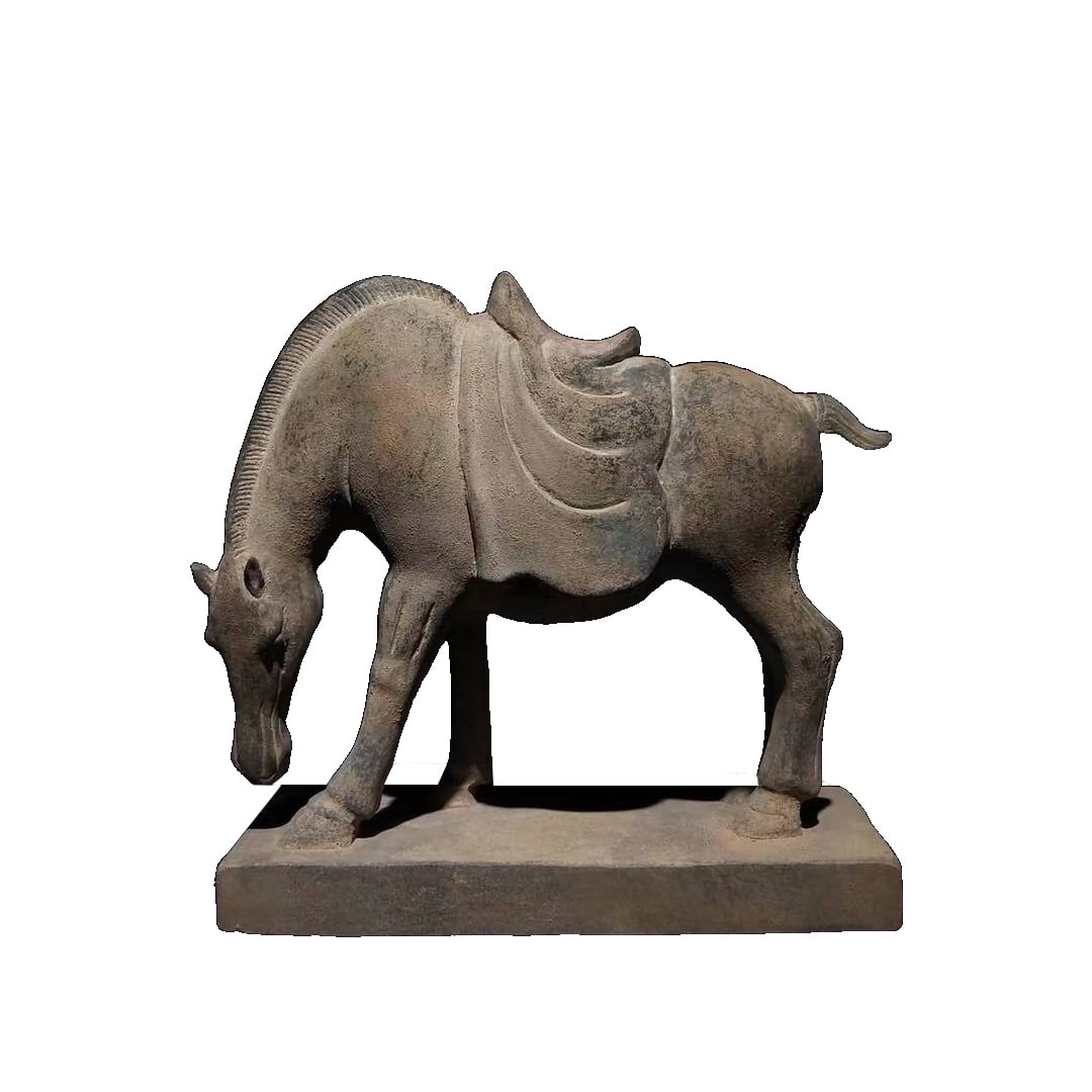 Tang Dynasty Stone Horse: Green stone Tang horse, height 29 cm, length 29 cm, width 12 cm Freight: 1.International Freight: Foreign shipping charges are determined by destination. 2.Photos, descriptions and valuations have bee