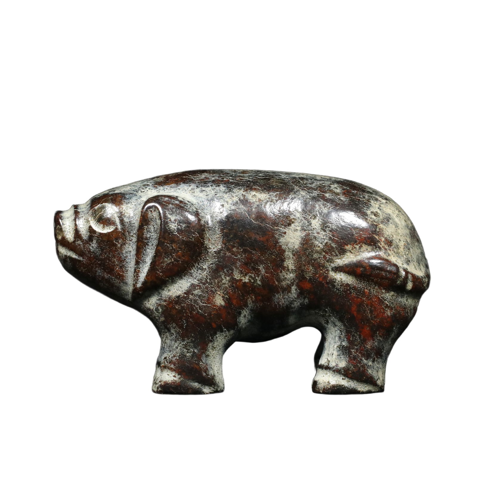 High Antique Hetian Jade Pig Ornament: Antique and exquisite old collection of Hetian jade from Hongshan culture, with exquisite carving, fine texture, and well-aged patina. Details as shown in the picture. Dimensions: 13.2x5.3x7.6 cm,