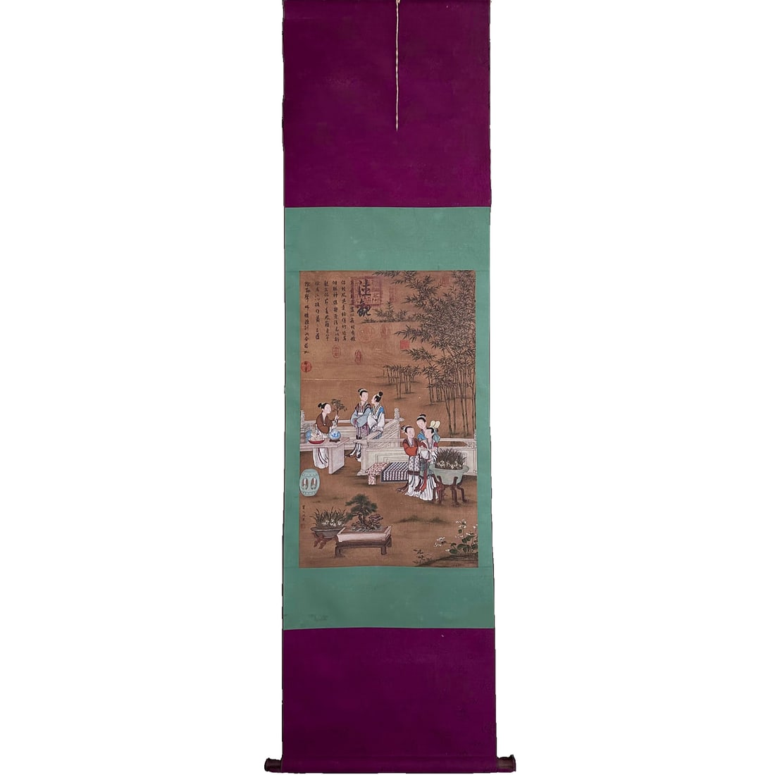 Ming Dynasty Embroidered Silk Lady Painting: Ming · Qiu Ying · Silk Lady Aesthetic: List 75x45cm/193x53cm Freight: 1.International Freight: Foreign shipping charges are determined by destination. 2.Photos, descriptions and valuations have been