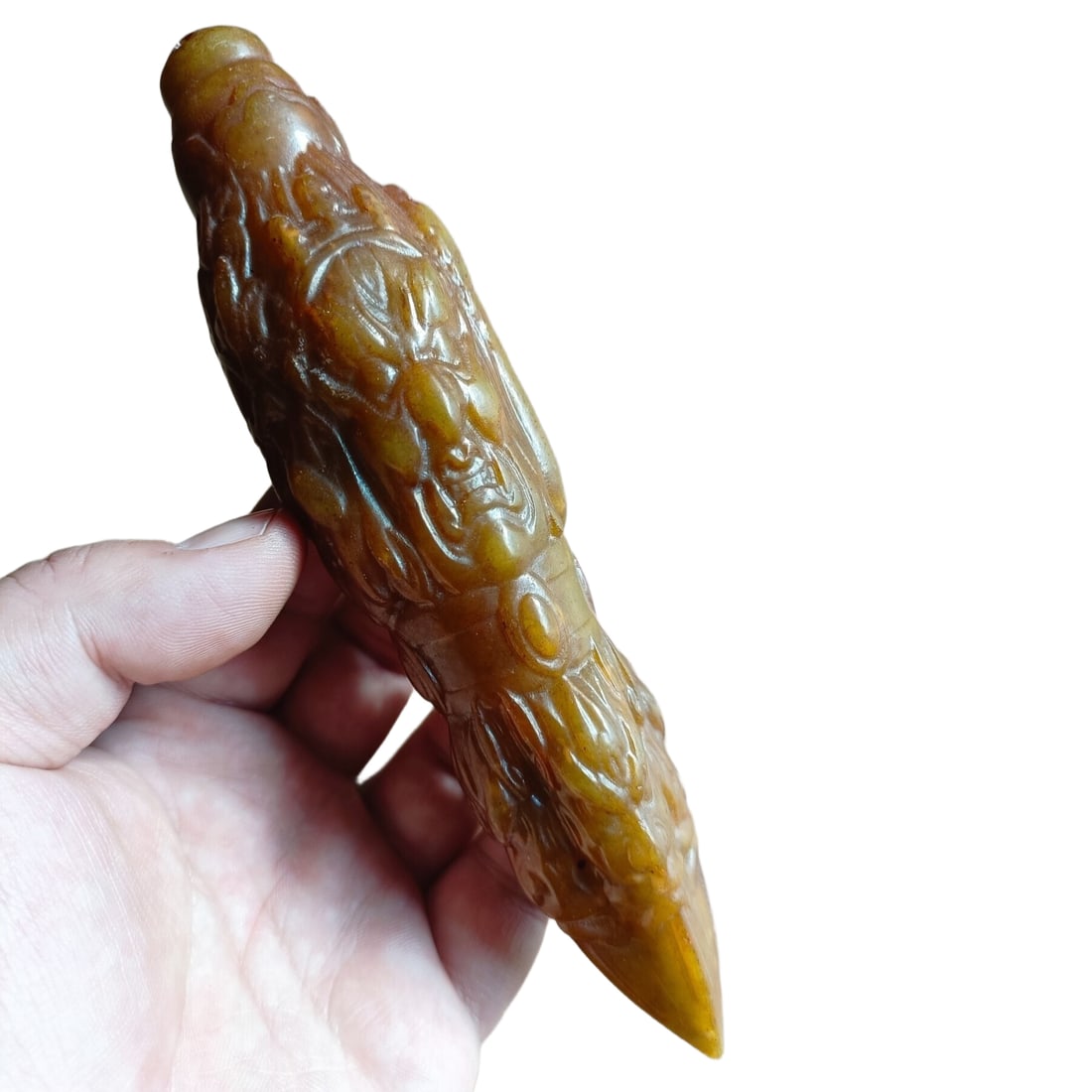 Early Qing Dynasty Antique Jade Vajra Pestle: Early Qing Dynasty Ancient Jade Vajra PestleExquisitely carved, perfect condition, intact and flawless ancient jade carvingLength 17 centimeters, width 3.5 centimetersWeight 253 grams Freight: 1.Inter