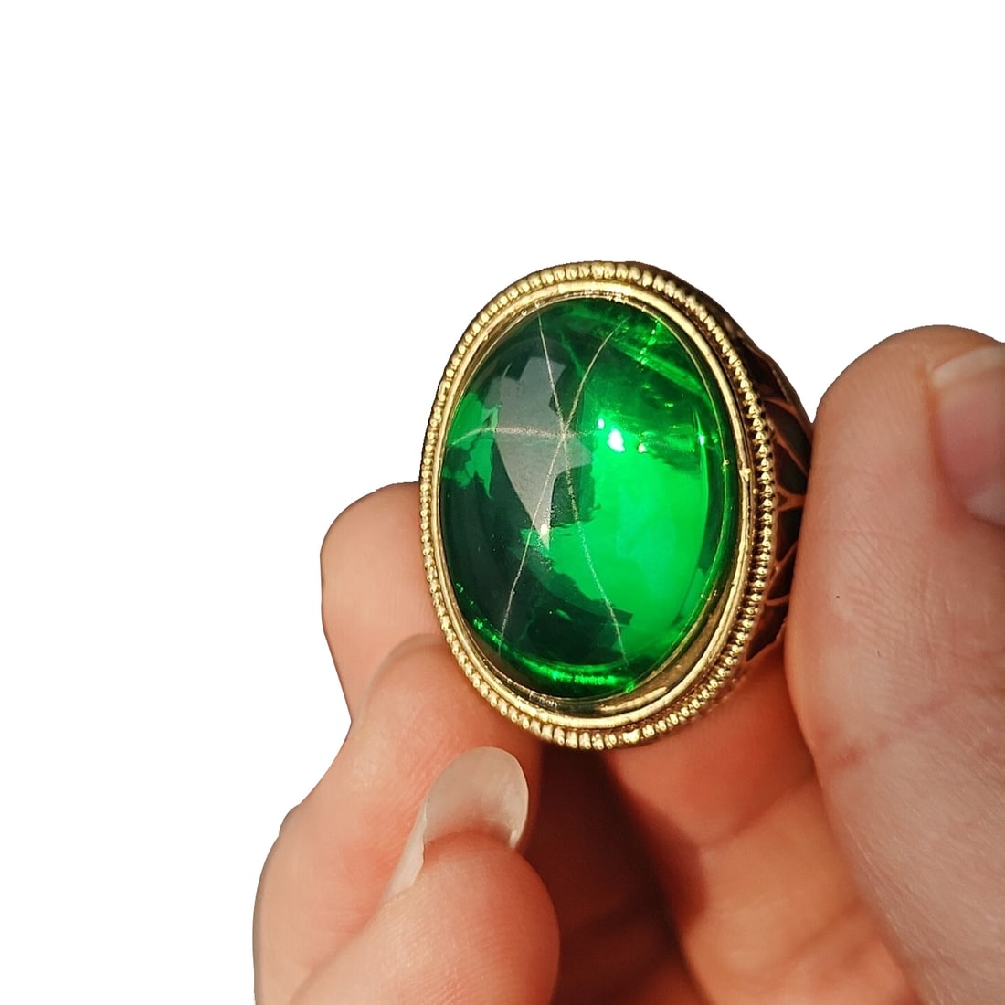 Starlight Gemstone Ring: One starlight gemstone ring, details as shown in figure with a ring face of 22/20mmWeight 26.5 grams Freight: 1.International Freight: Foreign shipping charges are determined by destination.