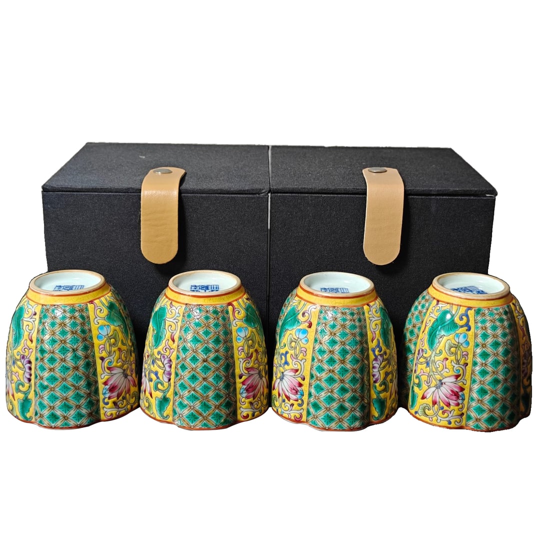 Qing Dynasty Yongzheng Period Enamel Color Cups Pair with Iron Rack, Size 6.2/6.8 (1 of 10)