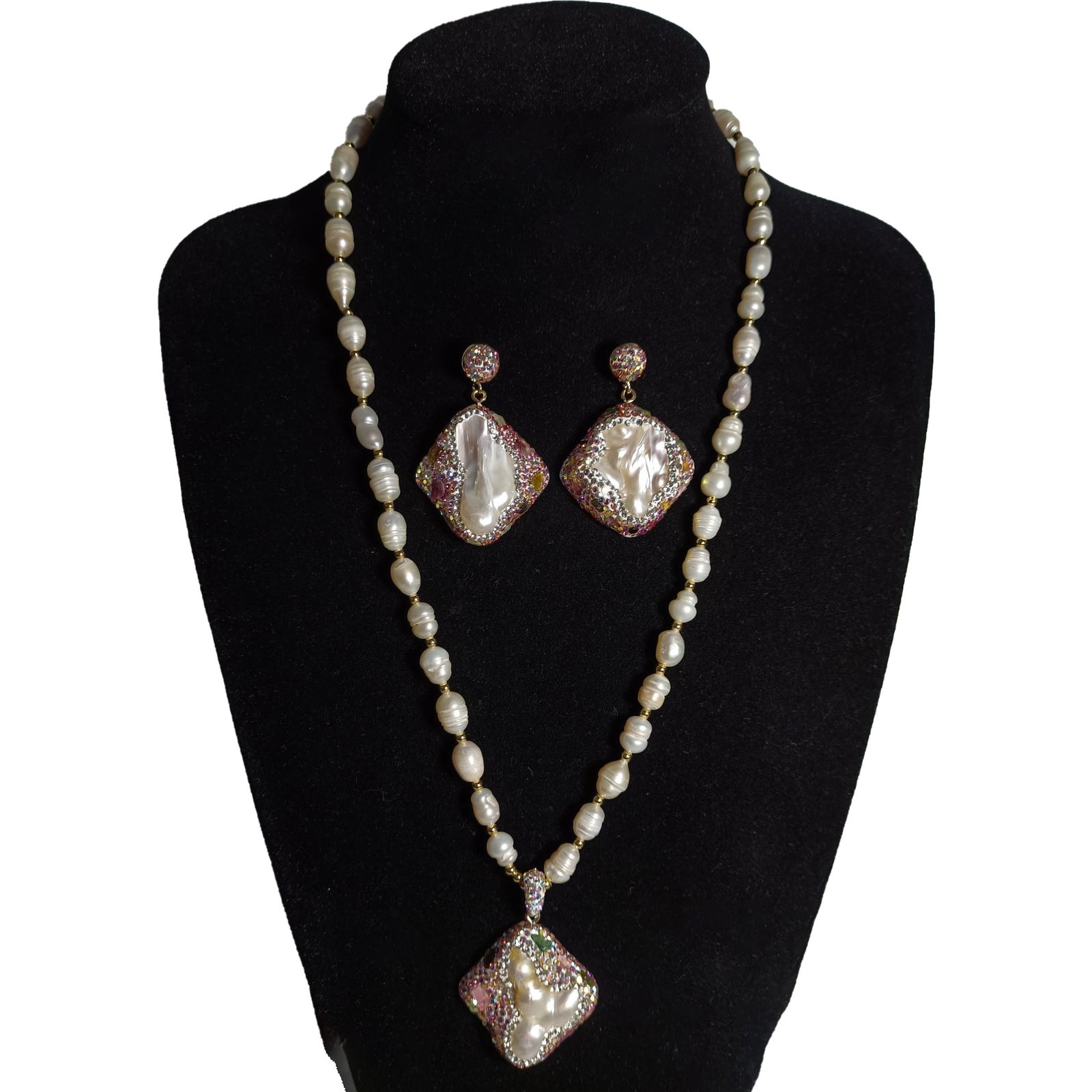 Qing Dynasty Pearl Necklace and Earrings, Well Preserved, Exquisite Craftsmanship, with a Mature (1 of 10)