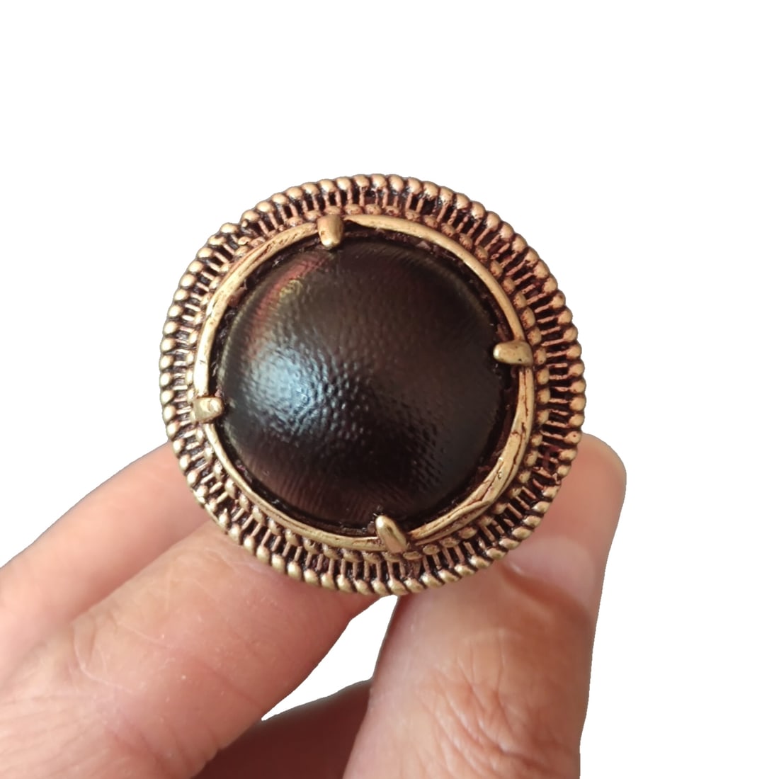 Qing Dynasty Qianlong Style Copper Inlaid X Horn Ring Thumb Ring (1 of 9)