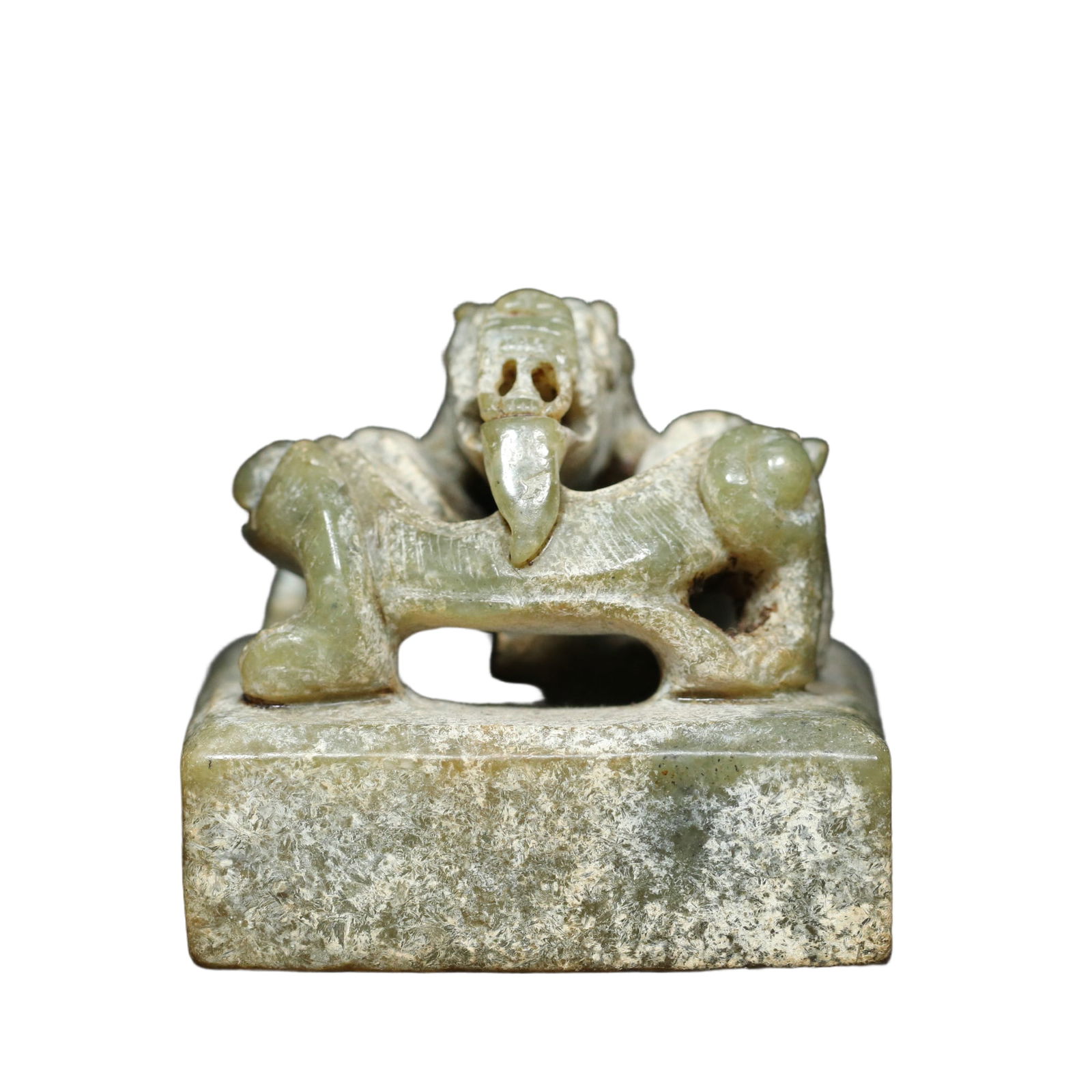 Exquisite Antique Han Dynasty Old Hetian Jade [Dragon Knob Seal] (1 of 10)