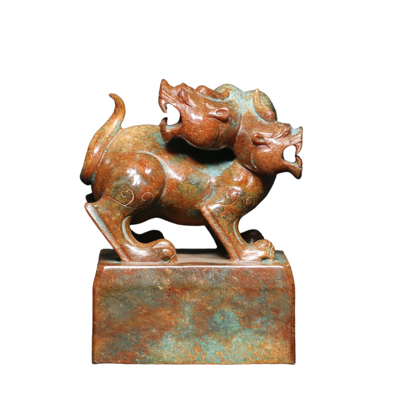 Exquisite Antique Han Dynasty Old Hetian Jade Double-headed Beast Knob Large Seal (1 of 10)