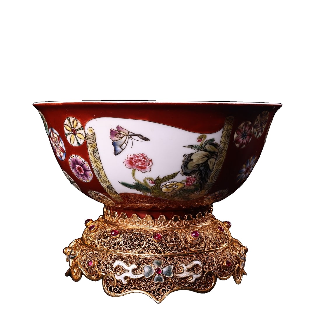 Exquisite Antique Qing Dynasty Base Hand-painted Pastel Enamel Bowl (1 of 10)