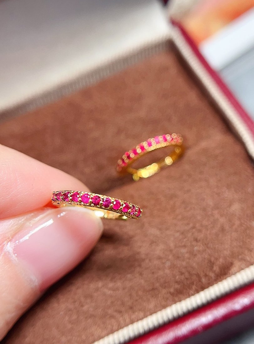 18K Gold Ruby Earrings - 4