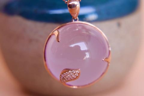 18K Gold Inlaid Pink Crystal Diamond Pendant (1 of 9)