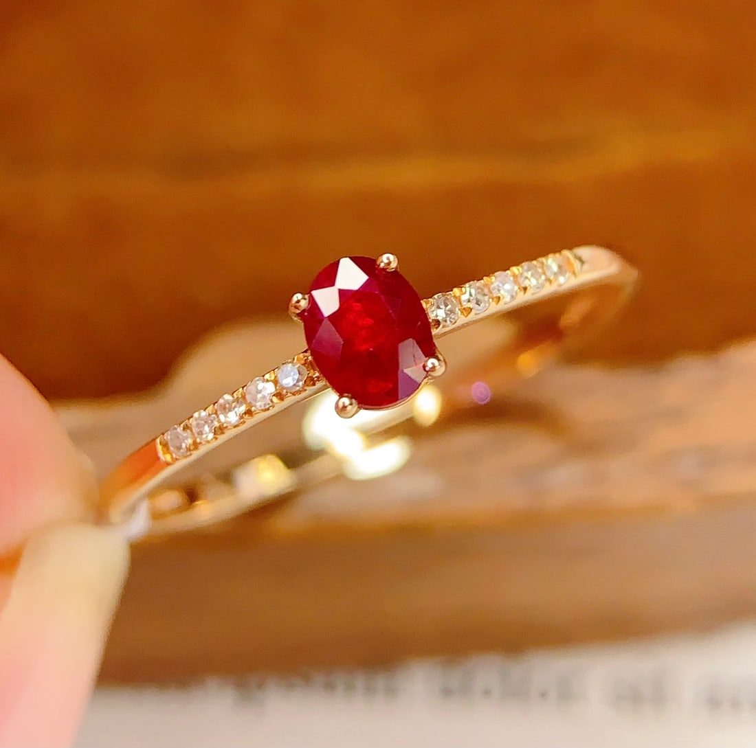 18K Gold Natural Ruby Ring - 2