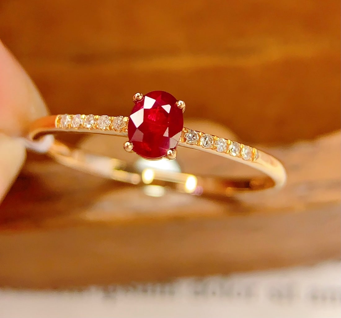 18K Gold Natural Ruby Ring - 3