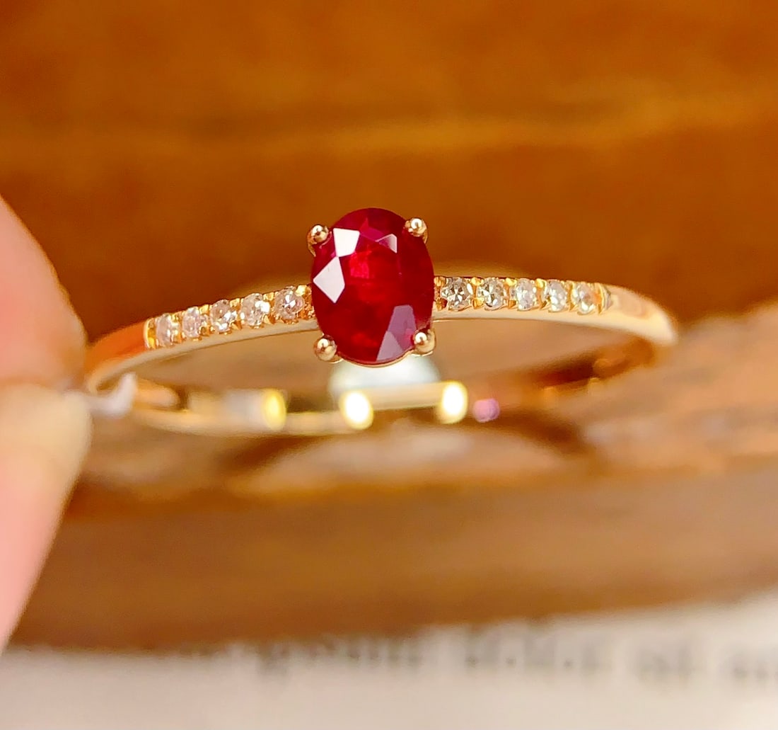 18K Gold Natural Ruby Ring - 4