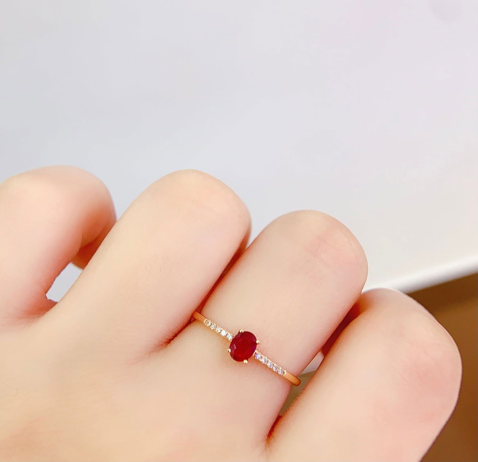 18K Gold Natural Ruby Ring - 6
