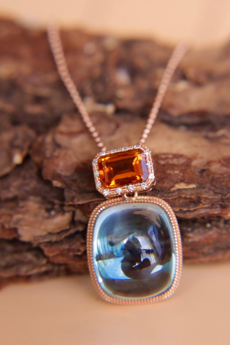 18K Gold Topaz Pendant: 18K Gold Plated Topaz and Yellow Quartz Diamond PendantMain Stone 15.92ct - Beautiful Color, Elegant and Simple Design 1.International Freight: Foreign shipping charges are determined by destination.