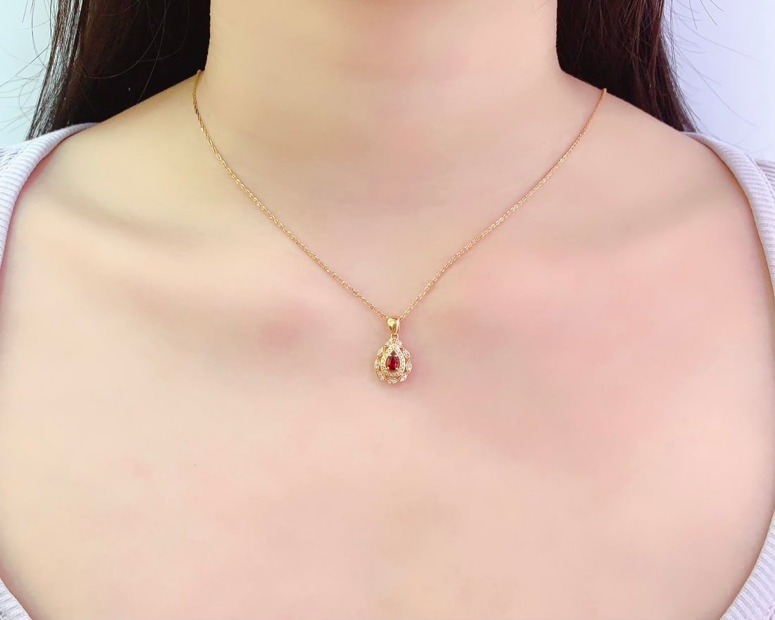18K Gold Ruby Pendant - 6