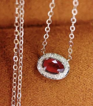 18K Gold Ruby Clavicle Necklace (1 of 7)