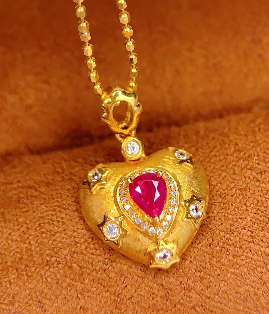 18K Gold Natural Ruby Pendant (1 of 6)