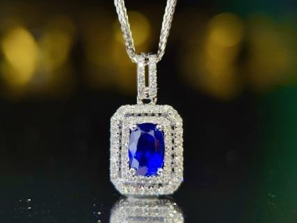 Sapphire Pendant: Sri Lankan Royal Blue Sapphire PendantExtremely elegant and noble. Weight 1.45g, main stone 1.05ct, diamonds 66p 1.International Freight: Foreign shipping charges are determined by destination.