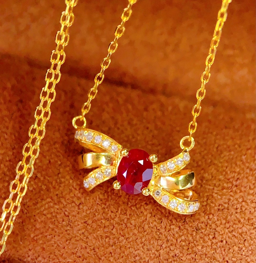 18K Gold Ruby Clavicle Chain - 2