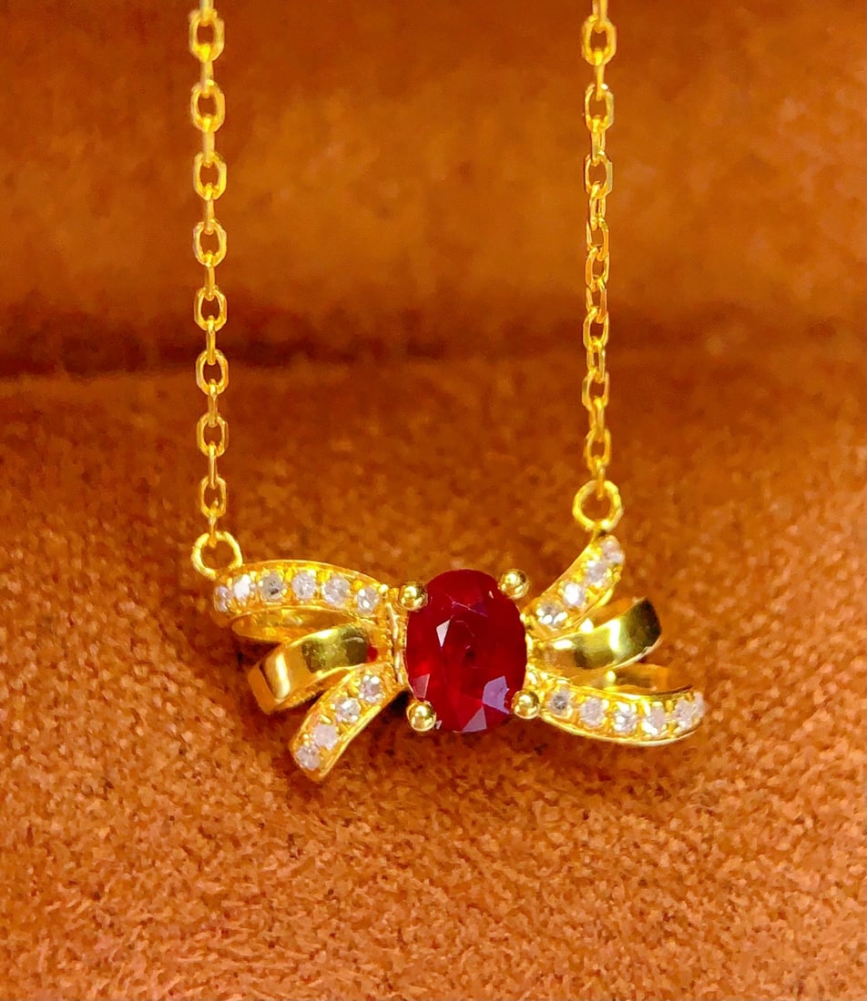 18K Gold Ruby Clavicle Chain - 4