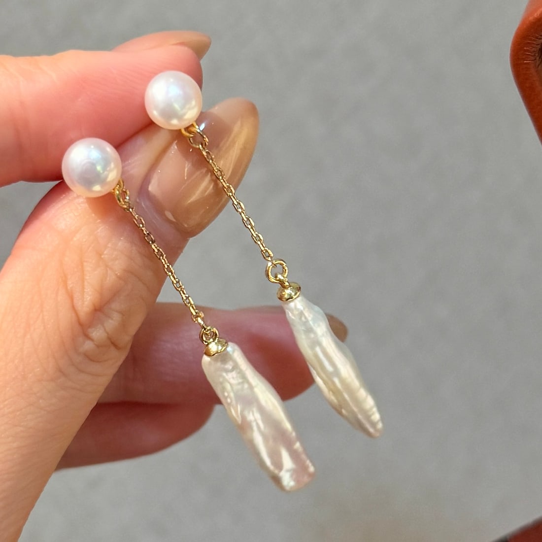 Silver Bar Freshwater Pearl Earrings (1 of 6)