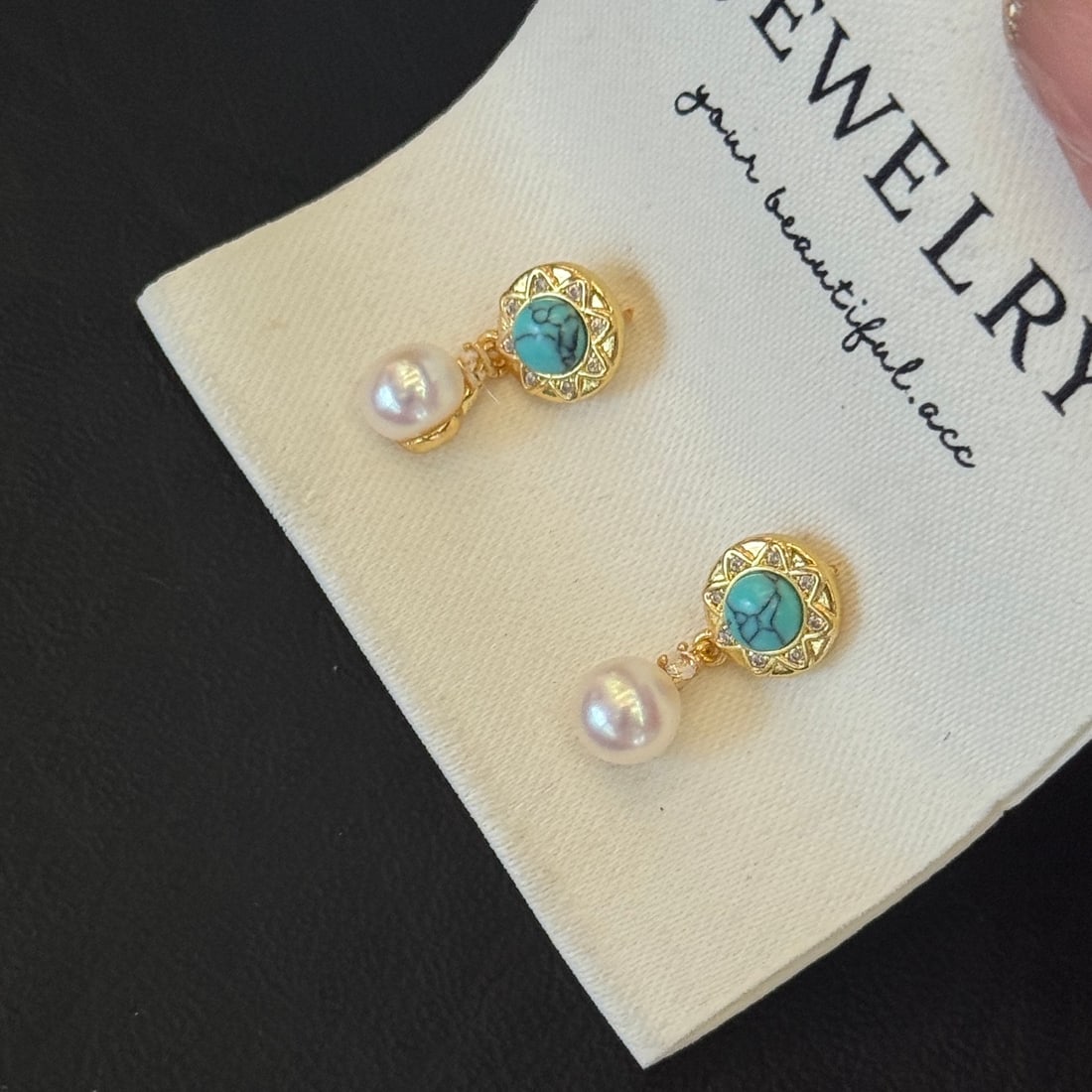 Turquoise Freshwater Pearl Earrings (1 of 6)