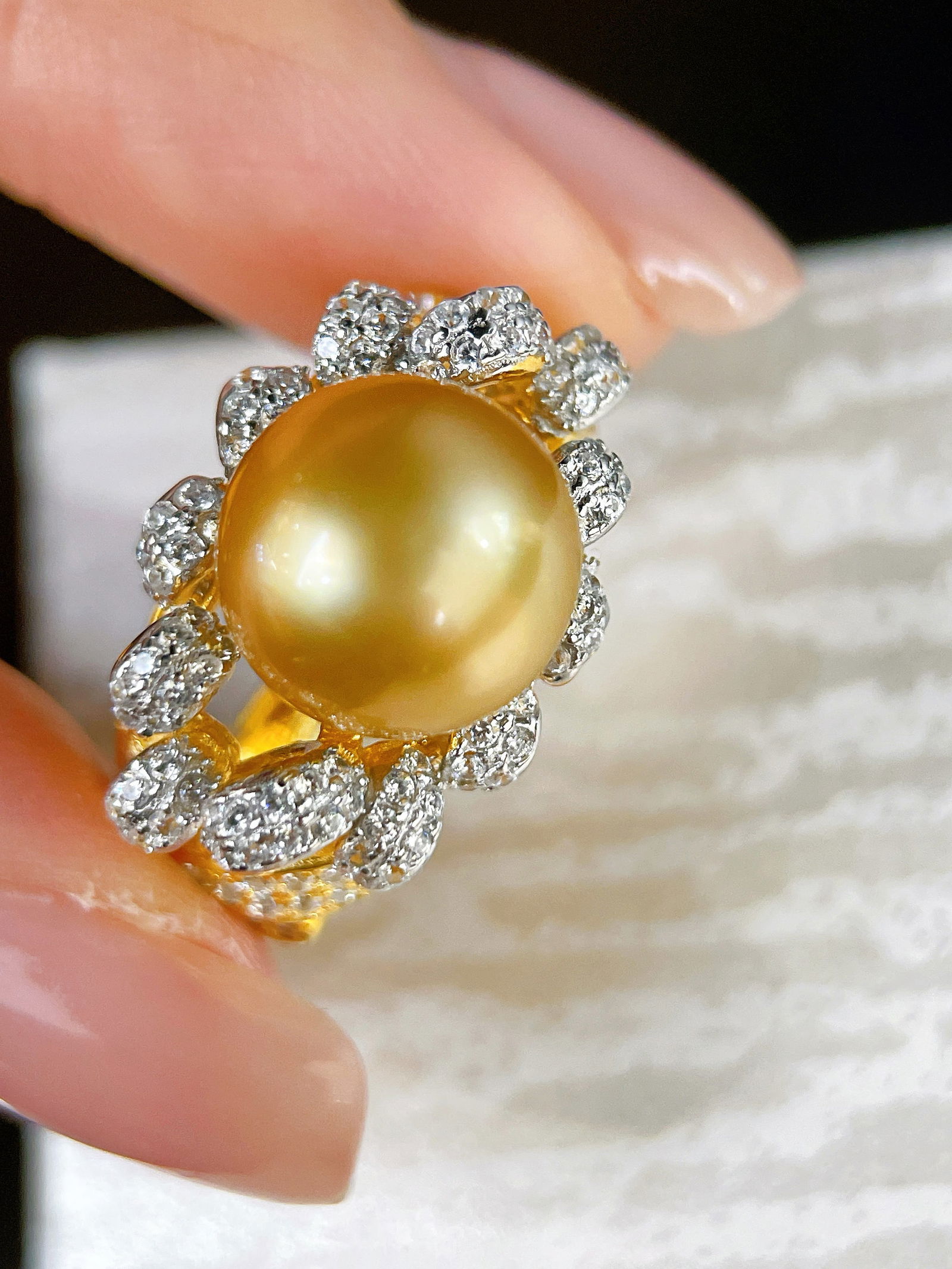 s925 Silver Golden Pearl Ring (1 of 5)