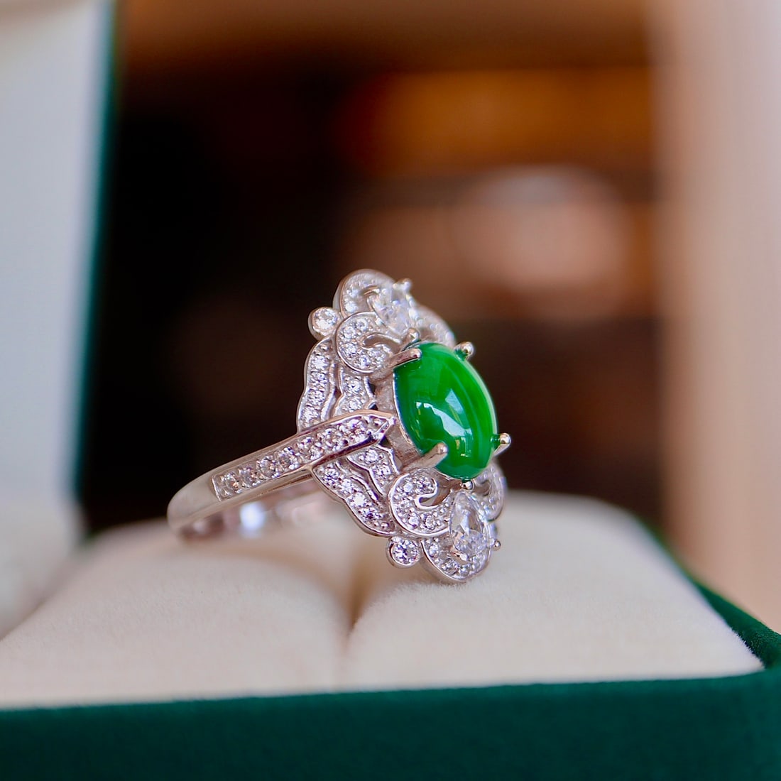 Silver Jadeite Ring - 2