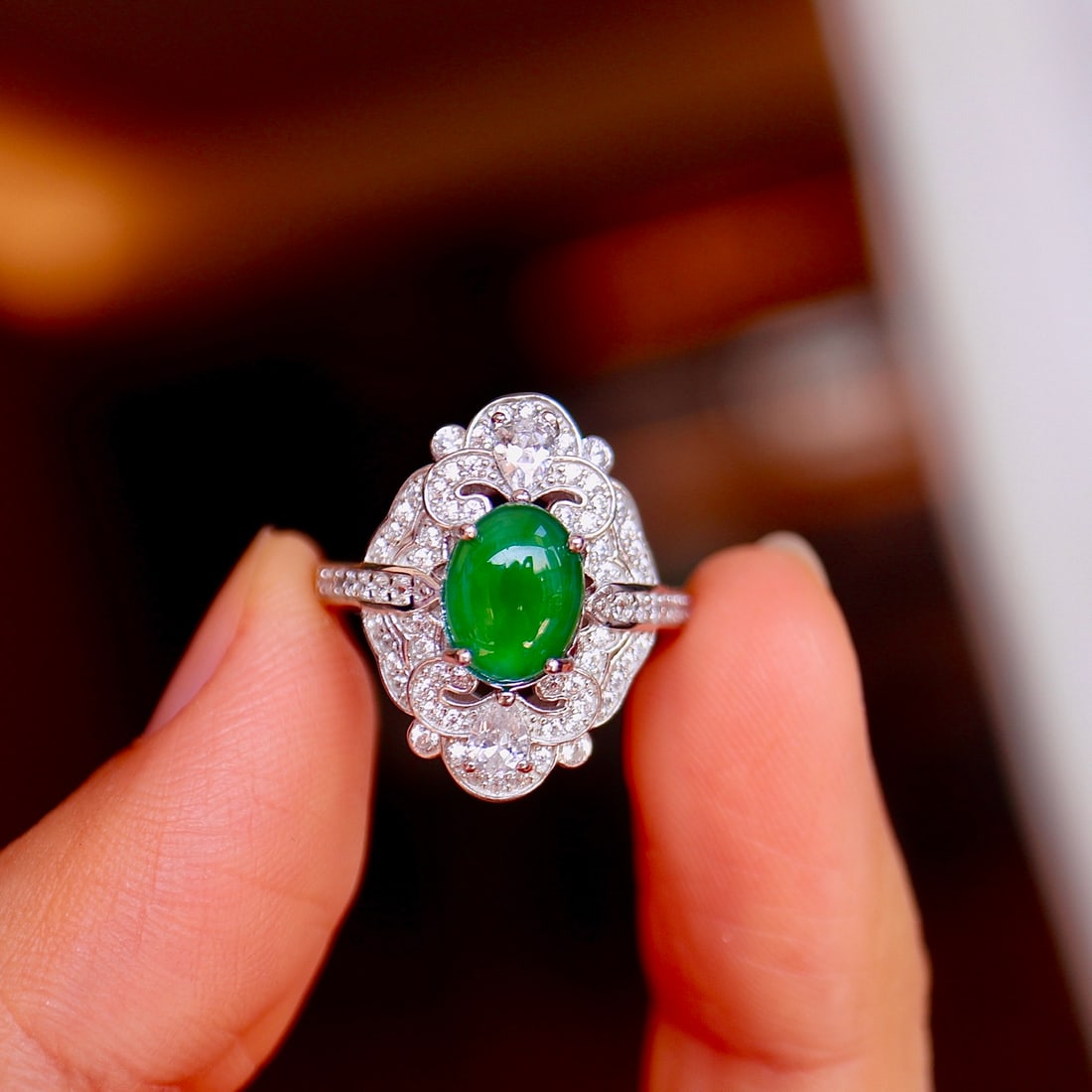 Silver Jadeite Ring - 6