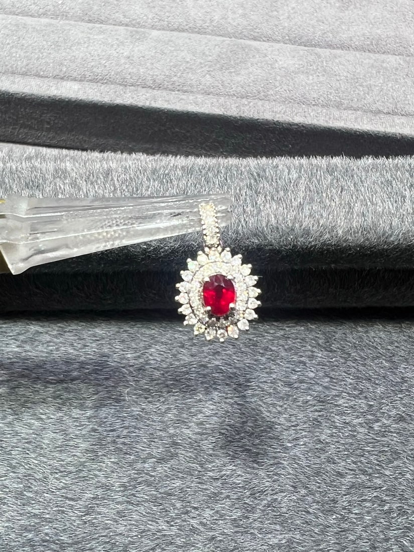 18K Gold Ruby Pendant - 7